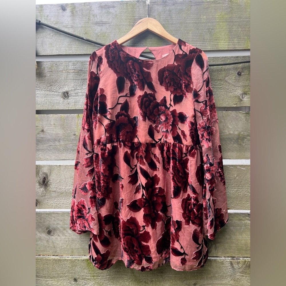 Anthropologie Hutch Mini Floral Velour Baby Doll Dress Boho Bohemian Hippie - Picture 4 of 8